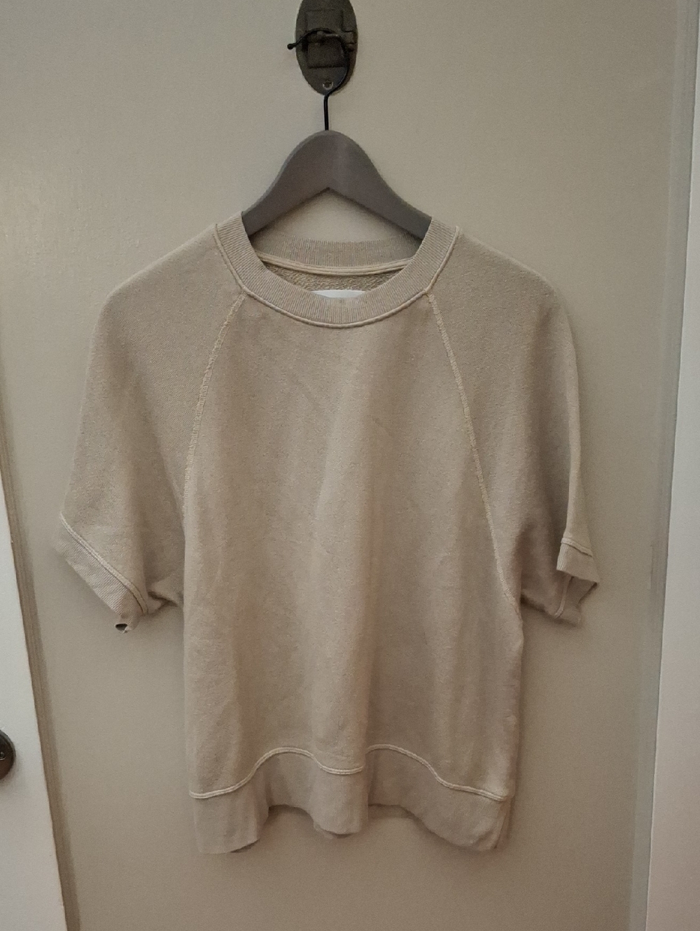 Spiritual Gangster Neutral Beige Short Sleeve Crew Sweatshirt_1